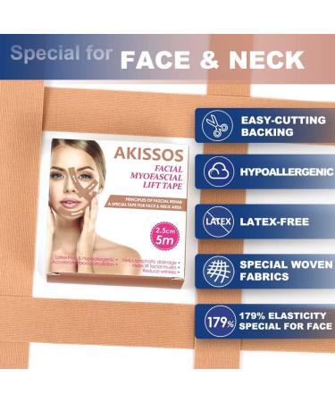 Akissos Facial Myofascial Lift Tape - Face & Neck Firming Belts, Anti Wrinkle Patches - 1 Roll - Buy Online on GoSupps.com