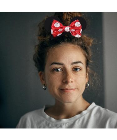 FACHPINT 8pcs Mouse Ears Velvet Bow Hair Scrunchies for Girls and Women - Red/Leopard - Buy Online on GoSupps.com