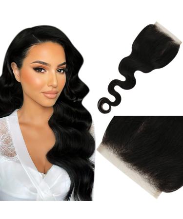 Full Shine 4x4 Fermeture de partie libre 16 pouces Body Wave Lace Closure Cheveux humains 50gram Transparents Fermeture de cheveux humains Couleur noire naturelle 16 Inch 4*4 Lace Closure #Body Wave Natural Black