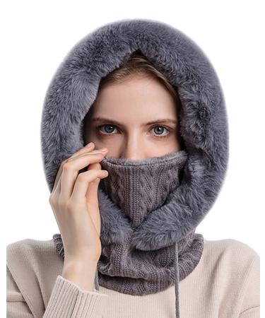 AUBIG storm hood balaclava women ski storm hood ski facial mask winter warm hip bicycle ride caps scarf unit size A-gray