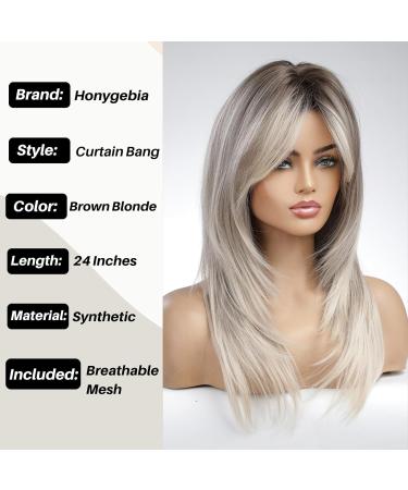 Buy Honybia Long Blond Brown Wig | Medium Length Smooth Synthetic Heat-Resistant Wig for Women | Perfect for Cosplay Carnival & Theme Parties - Buy Online on GoSupps.com