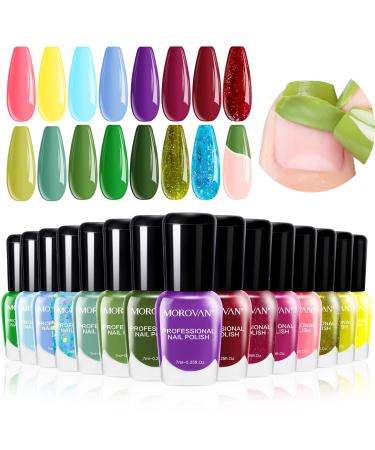 Morovan Christmas Nail Polish Set Easy Peel Off Quick Dry Nail Polish Non Toxic Nail Polish 15 Color 0.25oz Nail Polish Suitable Christmas Gift for Women and Girls Unique Glossy Salon Water Based Nail Polish