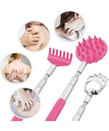 Telescoping Back Scratcher with 3 Detachable Heads | Extendable Bear Claw/Rake Scratcher | Pink | Tukuos - Buy Online on GoSupps.com