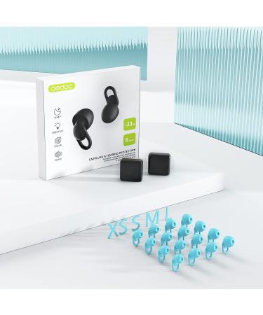 Silicone Sleep Ear Plugs - Reusable & Comfortable 16 Ear Tips for Noise Cancelling, Sensitivity, & Flights - 33dB Noise Reduction - Light Blue - Buy Online on GoSupps.com