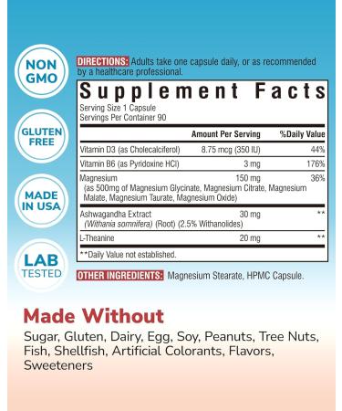 Vitalibre Vitamin B12 Sublingual 5000 mcg 90 Tablets Magnesium Ashwagandha Complex 90 Capsules - Buy Online on GoSupps.com