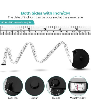 Body Tape Measure Set - 60Inch/150cm, 3 PCS Black, Body Measuring Tape for Weight Loss, Fitness, Bodybuilding - Retractable Sewing Tape for Tailors, Lock Pin, Single Hand Operation - Buy Online on GoSupps.com