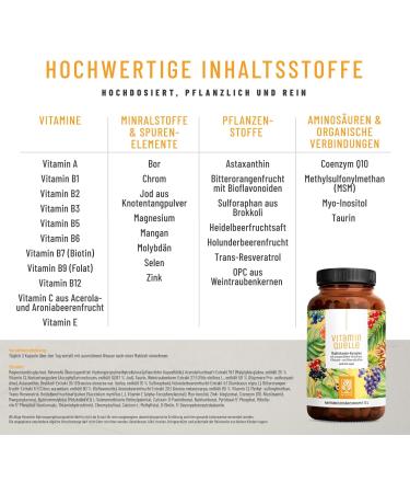 Multivitamin & Minerals Complex - 35 A-Z Vitamins & Minerals | High Dose Vegan Capsules Without Additives - Buy Online on GoSupps.com