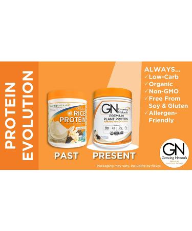 Growing Naturals Organic Vanilla Pure Rice Protein Powder - 1lb Pack - Non-GMO, Vegan, Gluten-Free, Keto-Friendly, Shelf-Stable - Buy Online on GoSupps.com