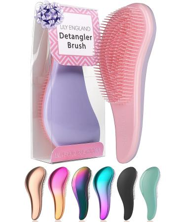 Detangle Hair Brush for Curly Hair Straight Dry & Wet Hair - Detangling Hair Brush for Thick Hair & Fine - Curly Hair Brush for Kids Women & Toddlers - Vegan Detangler Hair Brush by Lily England 1 Count (Pack of 1) A. Lilac Pink