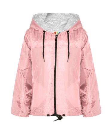 A2Z 4 Kids Unisex Waterproof Hooded Jackets Cagoule Rain Mac - Raincoat Jacket 449 Baby Pink 5-6