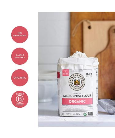 King Arthur 100% Organic Unbleached All-Purpose Flour - 2 lb (Pack of 12) | Non-GMO, No Preservatives - Buy Online on GoSupps.com