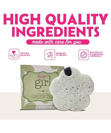 Boujee Girl Soap Infused Shower Sponge Lavender Rose Green Tea (Green Tea) - Buy Online on GoSupps.com