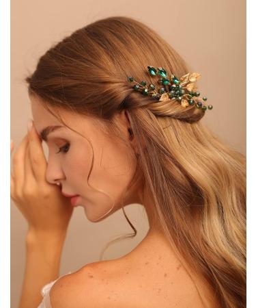 Dazzling Emerald Green Crystal Hair Vine Comb - Wedding Hair Accessory for Women by Deniferymakeup - Buy Online on GoSupps.com