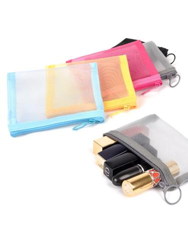 Patu Mini Zipper Mesh Bags, 4" x 5", Size S / A7, 5 Pieces, Beauty Makeup Lipstick Cosmetic Accessories Organizer, Small Travel Kit Storage Pouch, Assorted Colors S (5 pcs)