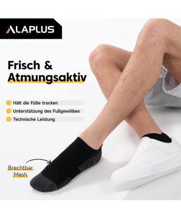 Buy Alaplus Breathable Cotton Sneaker Socks for Men and Women | High-Quality Short Running Socks - 10 Pair Black Sizes 43-46 - Buy Online on GoSupps.com