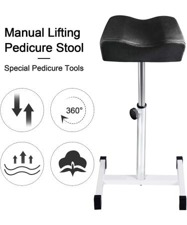 Pedicure Manicure Footrest Salon Spa Equipment | Adjustable Height Technician Nail Seat (Black) - Kalolary - Buy Online on GoSupps.com
