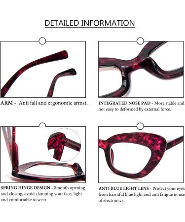 REAVEE 3 Pack Oversized Reading Glasses for Women - Blue Light Blocking Stylish Large Frame Computer Readers | Black Red Flower Design - Perfect for Comfort & Style - Buy Online on GoSupps.com