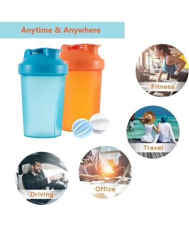 OOTD Protein Shaker Bottle 400ml - Leakproof BPA Free Perfect for Creamy Whey Protein Shakes - Includes Sieve & Scale (2PCs: Blue & Orange) - Buy Online on GoSupps.com
