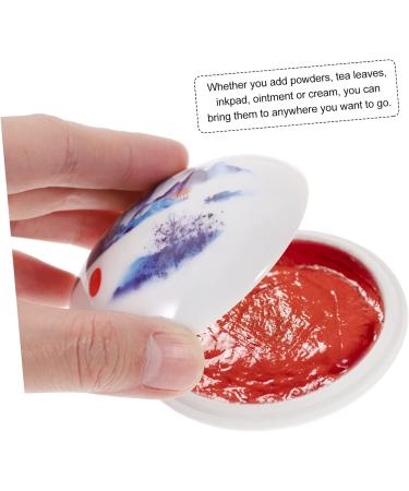 Angoily Ink Pad Box Lip Balm Container Scrapbook Ink Stamp Travel Lotion Container Makeup Container Blusher Pots Craft Ink Pad Rustic Home Decor Red Ink Ceramics Mini White Cream - Buy Online on GoSupps.com