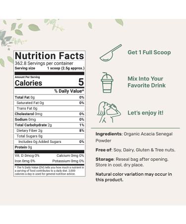 Organic Acacia Senegal Powder 2lb - Instant Soluble Fiber Prebiotic Superfood for Gut Health | Non-GMO, Gluten-Free, Vegan - Buy Online on GoSupps.com