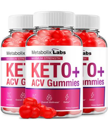 (3 Pack) Metabolix Labs Keto ACV Gummies - Advanced Formula Metabolix Keto Plus Weight Management ACV Gummies Apple Cider Vinegar Metabolix ACV Dietary Supplement Men Women (180 Gummies) 60 Count (Pack of 3)