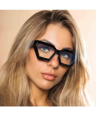 AIEYEZO Thick Cat Eye Glasses | Fashionable Blue Light Blocking Glasses for Women | Anti Eyestrain & Headache Relief | 54mm Black Frame - Buy Online on GoSupps.com