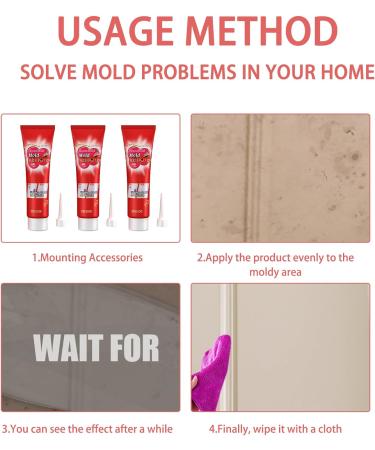 LINXINS 3pcs Mould and Mildew Remover Mould Remover Gel Mould Extreme Remover Gel Mould Magic Gel For Bathroom Toilet Washing Machine Seal Kitchen Sink Grout Tile Stains - Buy Online on GoSupps.com