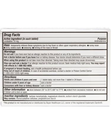HealthA2Z Allergy Relief | Loratadine 10mg | Antihistamine | Relief from Itchy Throat Sneezing Runny Noses | 24-Hours Allergy Medicine | 10 Tablets (Pack of 24) | 240 Tablets Total | Value Pack - Buy Online on GoSupps.com
