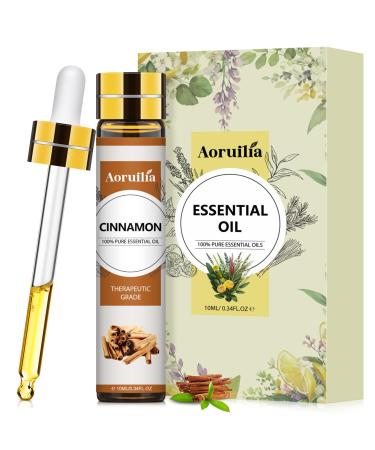 Aoruilia 10ml Cinnamon Essential Oil 100% Pure Natural Cinnamon Bark Oil Essential Oils for Diffuser for Home Aromatherapy Relax Sleep Spa DIY Soap Candle Making Cinnamon 10 ml (Pack of 1)