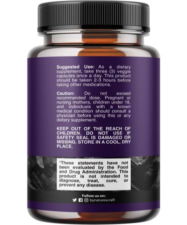 Activated Charcoal Capsules - 1200mg Coconut Charcoal for Bloating Relief & Body Detox - 90 Count - Buy Online on GoSupps.com