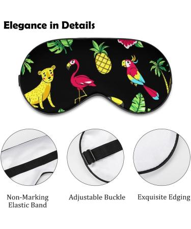 Tropic Palm Tree and Animal Sleep Mask Eye Cover for Sleeping Blindfold with Adjustable Strap Blocks Light Night Travel Nap for Men Women - Buy Online on GoSupps.com