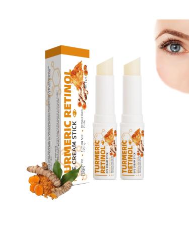 YOENBG Turmeric Balm for Under Eye Bags Anti Aging Cream Retinol Eye Pencil Under Eye Bag Remover Eye Moisturizing Stick for Puffiness and Dark Circles (2