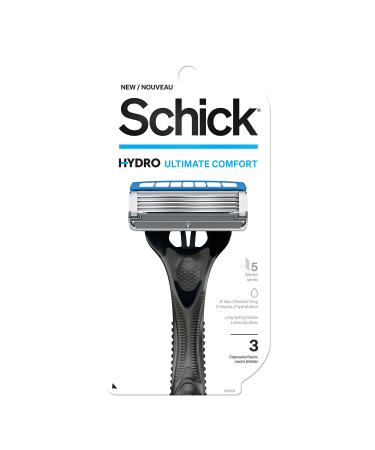 Schick Hydro 5 Disposable Razor for Men with Hydrating Gel Reservoir 3 Count (Pack of 1)