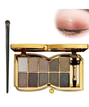 10 Colors Glitter Eyeshadow Palette Glitter/Nude Eyeshadow Palette with Long Eyeshadow Brush Highly Pigmented Waterproof Sweatproof Multifunctional Eyeshadow Palette Build Natural Makeup (#05)