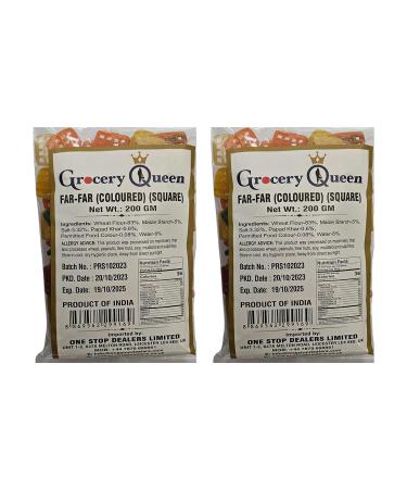 One Stop Dealers Far Far (Fryums) (200 Gram) - A Flaky Crispy And A Bit Sweet And Salty In Taste Vibrant Snacks Either Eaten As A Snacks Or Served To Accompany A Meal (Colored Square Pack of 2)