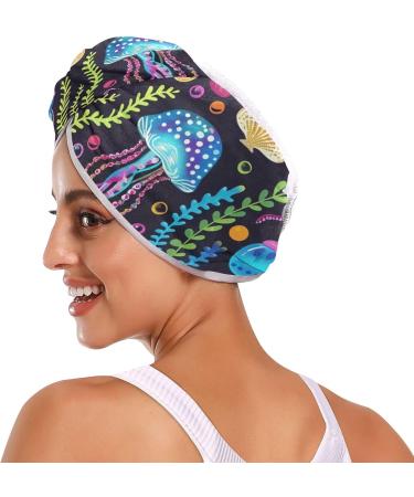 Rainbow Jellyfish Hair Towel 2 Pack | Super Absorbent Quick Dry Turbans for Women & Girls - Perfect Hair Drying Solution - Buy Online on GoSupps.com