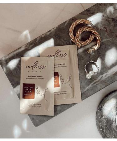 Endless Luxe Self Tanner for Face - 100% Natural Vegan Medium/Dark Sunless Tan - Hydrating Streak Free Glow - 12 Exfoliating Towelettes with Anti-Aging Properties - Buy Online on GoSupps.com