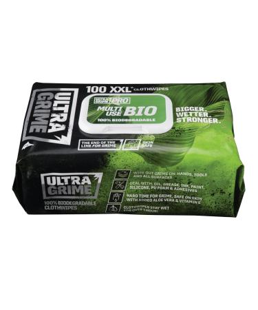 Ultragrime Pro Bio Cleaning Clothwipes |Industrial towels to remove fat oil color and ink |100 extra -reduced wet wipes 38 cm x 25 cm - Buy Online on GoSupps.com