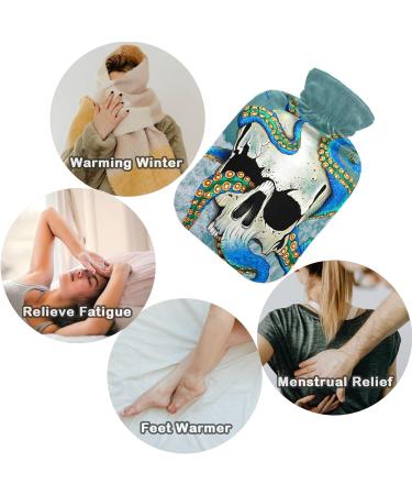 Naanle Ocean Octopus Skull Hot Water Bottle - 1L Transparent Heat Bottle with Cover for Bed Hand & Foot Warmer Pain Relief & Cold Therapy - Buy Online on GoSupps.com
