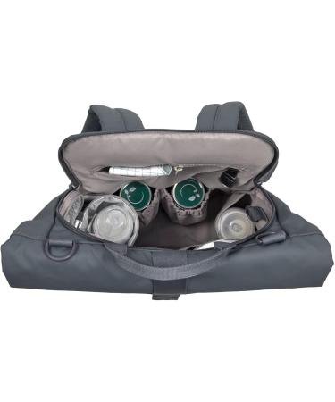 Eco-Friendly Casual Baby Changing Bag - Diaper Backpack with Stroller Attachment & Bottle Holder | Sustainable GRE Rolltop Design in Anthracite - Buy Online on GoSupps.com