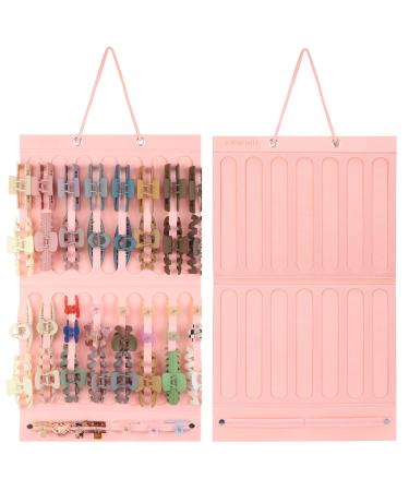 JOYMOMO Hanging Hair Claw Clip Organizer  Felt Claw Clip Storage and Organizers for Women Girls(Without Claw Clips) Pink