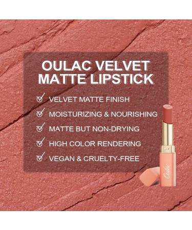 Oulac Nude Peach Creamy Matte Lipstick - Soft Satin Finish, Moisturizing Formula, Rich Color, Vegan & Cruelty-Free | Joyful (Y12) - Buy Online on GoSupps.com
