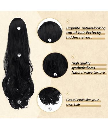 Sofeiyan Long Wavy Drawstring Ponytail Extension 24 Inch Clip in Ponytail Hair Pieces Synthetic Natural Curly Ponytail Hair Extensions Hairpieces for Women Daily Use Off Black - Buy Online on GoSupps.com