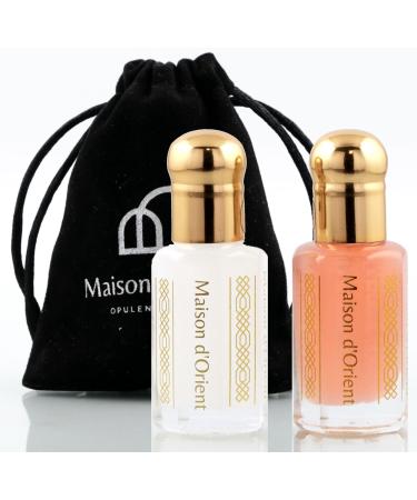 Maison d'Orient Tahara Collection 2x6mL | Pink Musk & White Musk Body Oil Perfume for Women | Arabian Perfume Oils | Arab Perfumes for Women (Perfumes Arabes de Mujer - Almizcle Blanco y Rosa) 2 x 6mL Samples