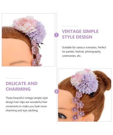 Lurrose Flower Hair Clip with Tassel: Purple Pearl Barrette for Hanfu Cosplay - Buy Online on GoSupps.com