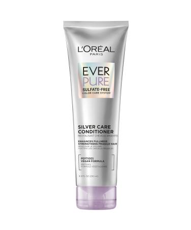 L'Oreal Paris EverPure Silver Care Sulfate Free Conditioner Brightening and Nourishing Hair Care for Gray and Silver Hair Vegan Formula with Peptides 8.5 Fl Oz