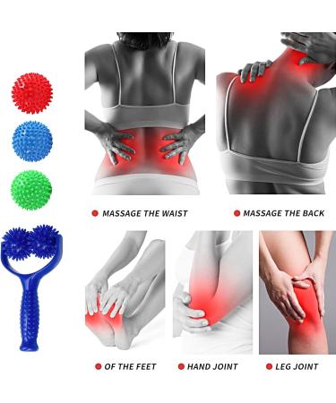 EKSMA 4 Massage Balls with Knobs - Self-Massage Roller for Back Legs Feet & Hands | Muscle Pain Relief Tool - Buy Online on GoSupps.com