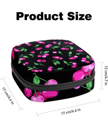 Stylish Menstruation Pad Bag with Zipper - Cute Pink Cherry Design for Women & Girls | Ideal Tampon & Napkin Organizer - Buy Online on GoSupps.com