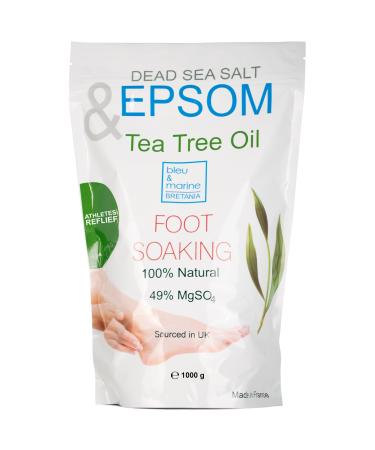 Bleu & Marine Bretania Epsom Bath Salts 1000g | Infused with Tea Tree & Peppermint Oils | Foot Soak Spa Therapy Skin & Callus Remover 1kg Pack 1 kg (Pack of 1)