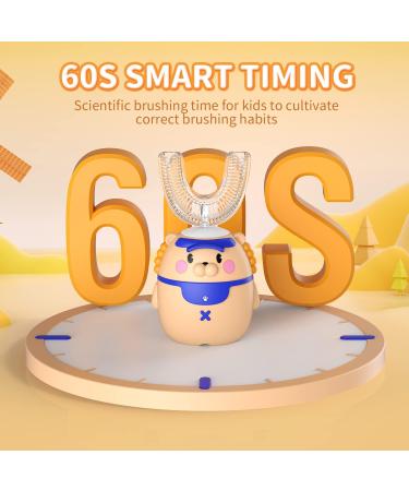 Cartoon Lion Kids Electric U-Shaped Toothbrush | 4 Brush Heads, 5 Smart Modes, IPX7 Waterproof | 360 Cleaning | 60S Reminder | Ages 2-6 - Buy Online on GoSupps.com